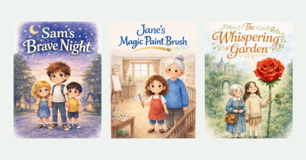 Three illustrated books created with The Storybook Studio